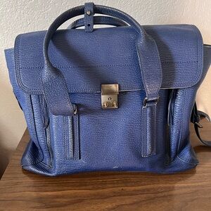 Phillip Lim 3.1 pashli medium leather blue satchel with crosssbody strap